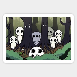 Kodama Family Japan Spirit Ghost in dense forest Sticker